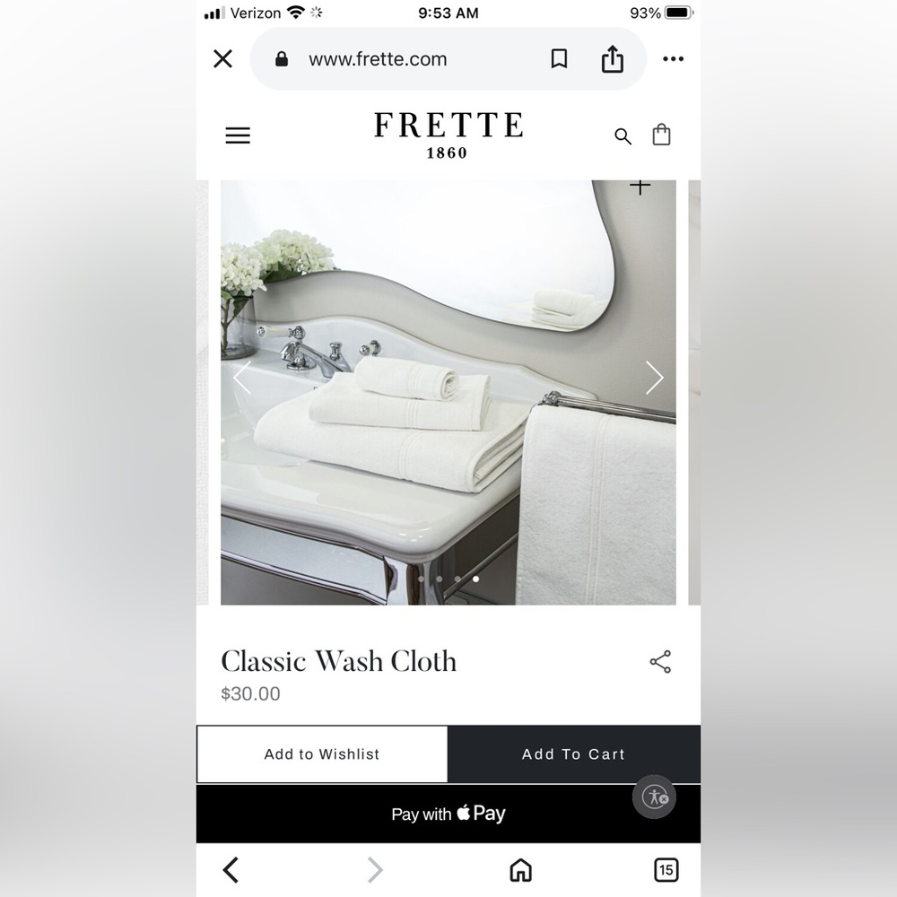 Frette White Plush Terry Washcloths Set of 4